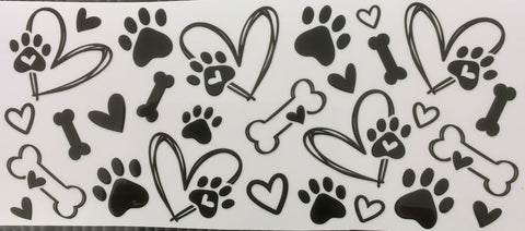 Dog Paws 16oz Black and White