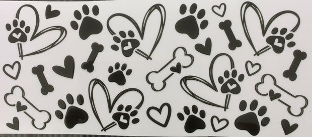 Dog Paws 16oz Black and White