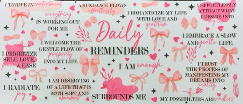 Pink Daily Quote Reminders 16oz