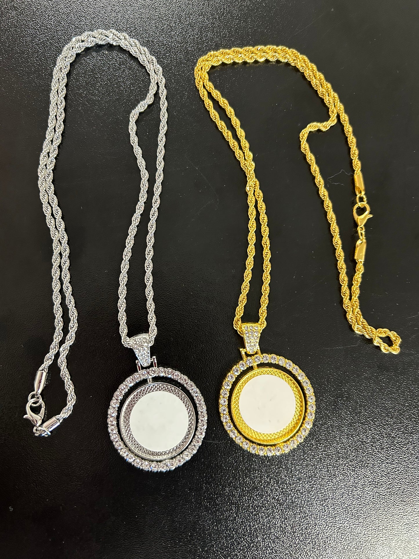 Rotating Double Sided Circle Necklace